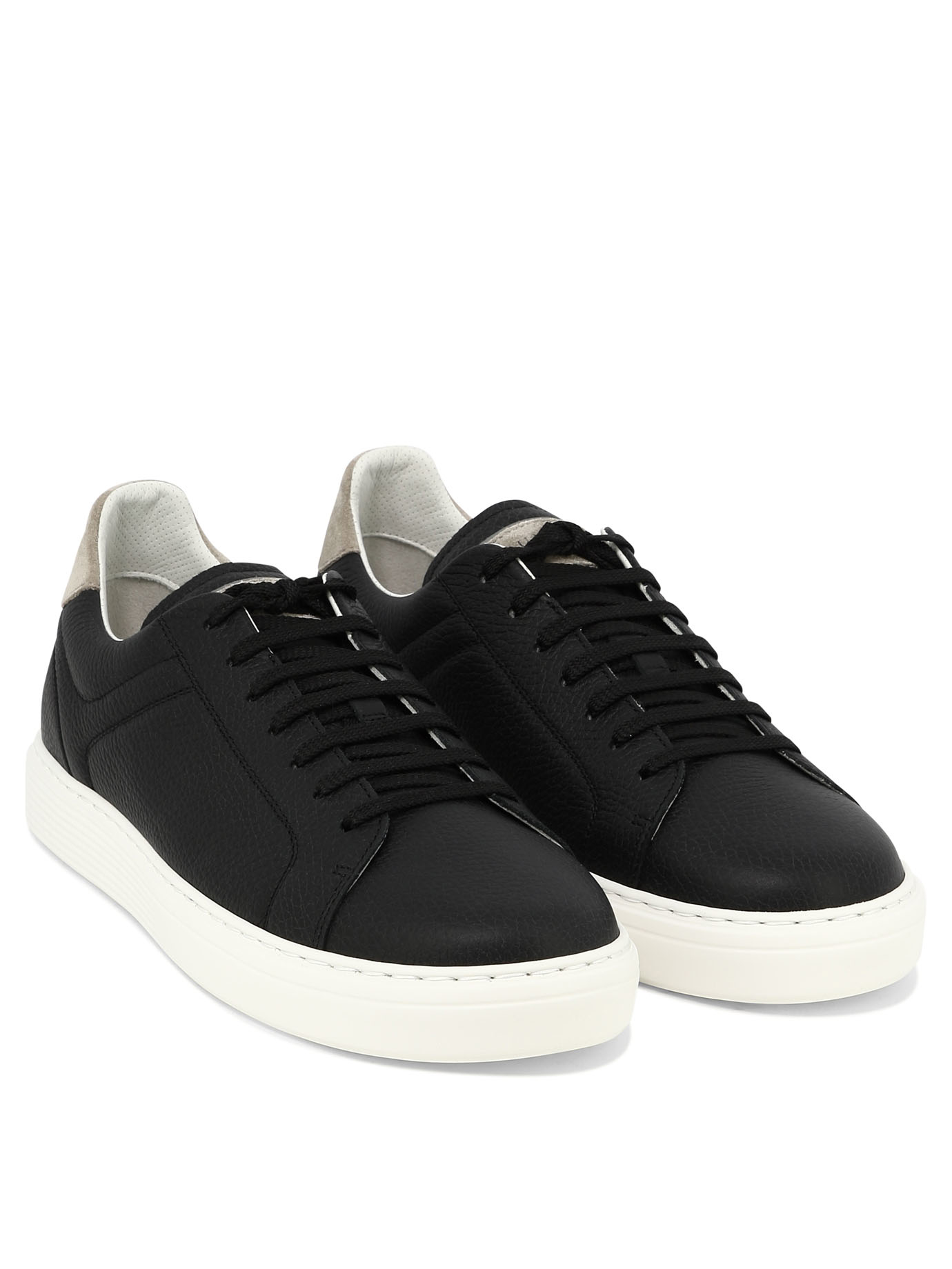 BRUNELLO CUCINELLI Black   Grained calfskin sneakers